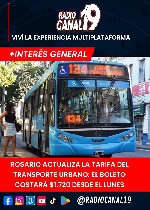 Rosario actualiza la tarifa del transporte urbano: el boleto costar&aacute; $1.720 desde el lunes
