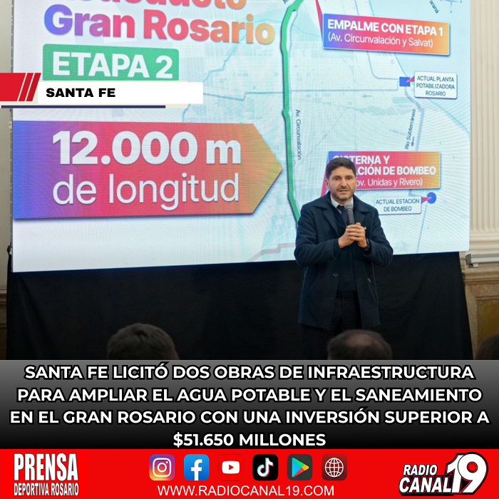 Santa Fe licit&oacute; dos obras de infraestructura para ampliar el agua potable y el saneamiento en el Gran Rosario con una inversi&oacute;n superior a $51.650 millones